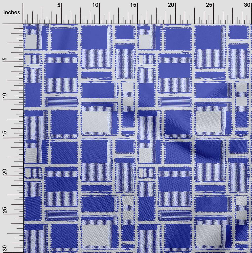 oneOone Baumwoll-Flex Blauer Stoff Geometrischer Kleiderstoff Bedruckter Stoff Meterware 40 Zoll