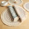 Beautiful Flower Pattern Placemat Good Woven Stylish Cotton Dinner Mat for Home