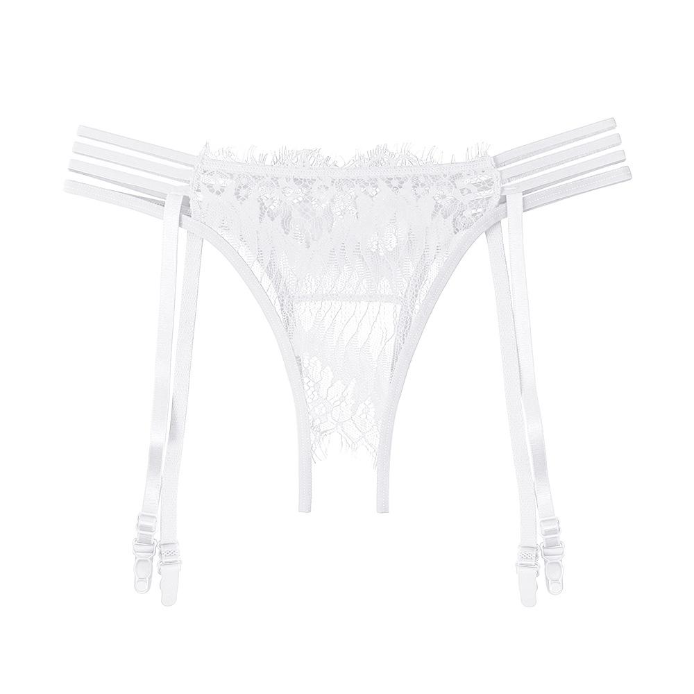 Sexy Black Silk Suspenders Integrated Lace Crotch Pants Mood Ultra-thin Knee White Stockings Uniform Temptation Garter