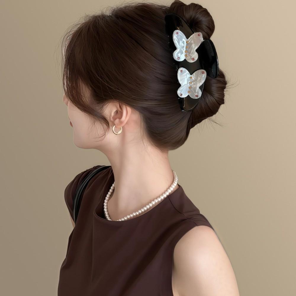 Headwear Butterfly Hair Claw Rhinestone Large Shark Clip Fashion Acetate Hair Crab Clip  Streetwear