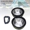 Stainless Steel Portable PET Bowl Set Green and Khaki Travel PET Feeder  PET Feeding