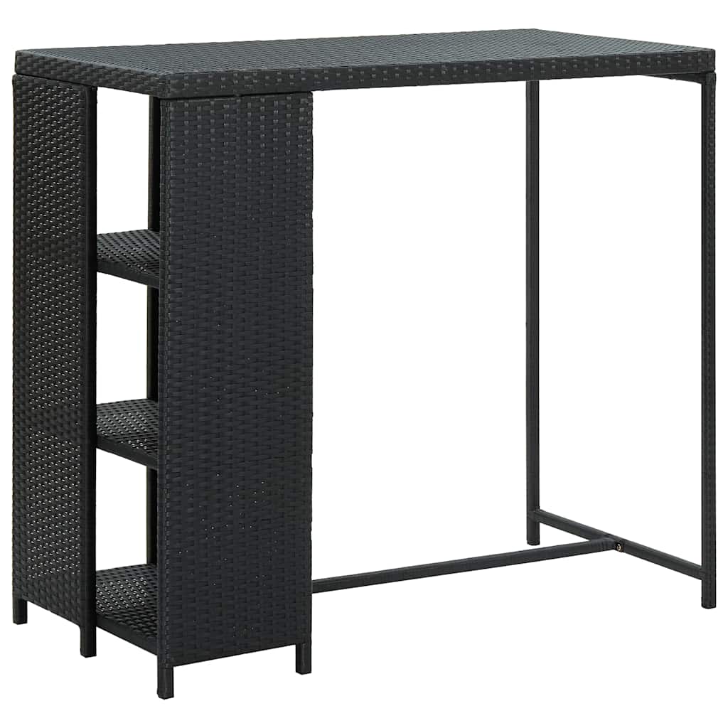 5-teiliges Garten-Bar-Set mit Kissen Schwarzes Poly-Rattan