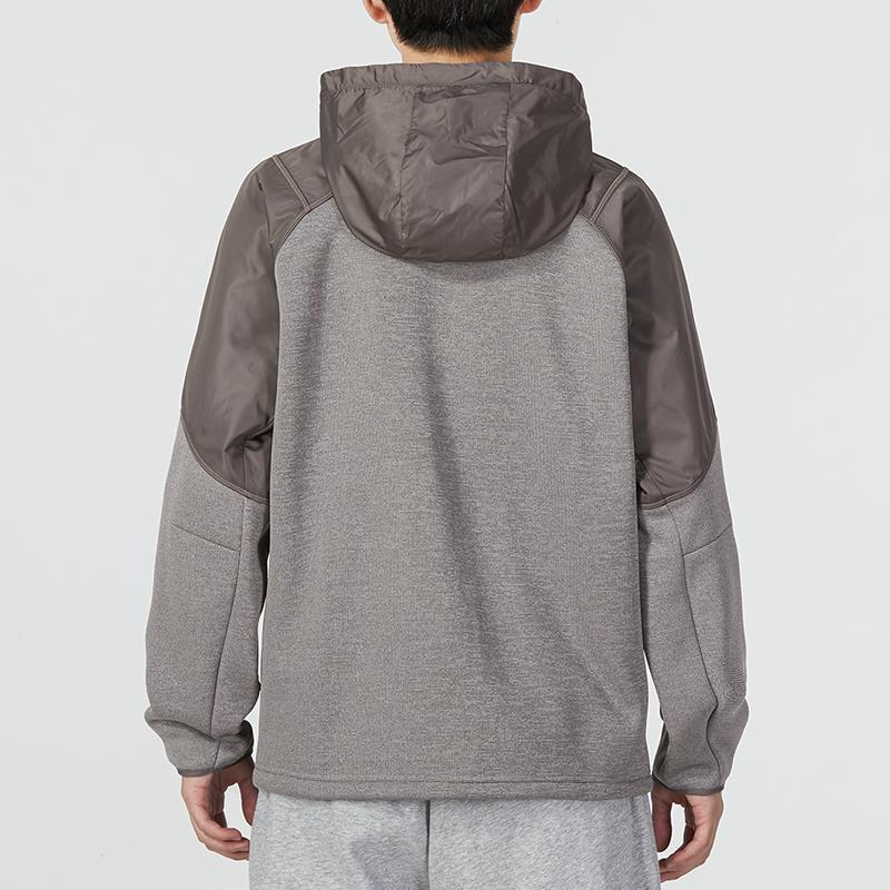 Under Armour Essential Swacket Colorblock Logo Patch Sports Casual Hooded Warm Jacket Men Outerwear Grey 1357475-176