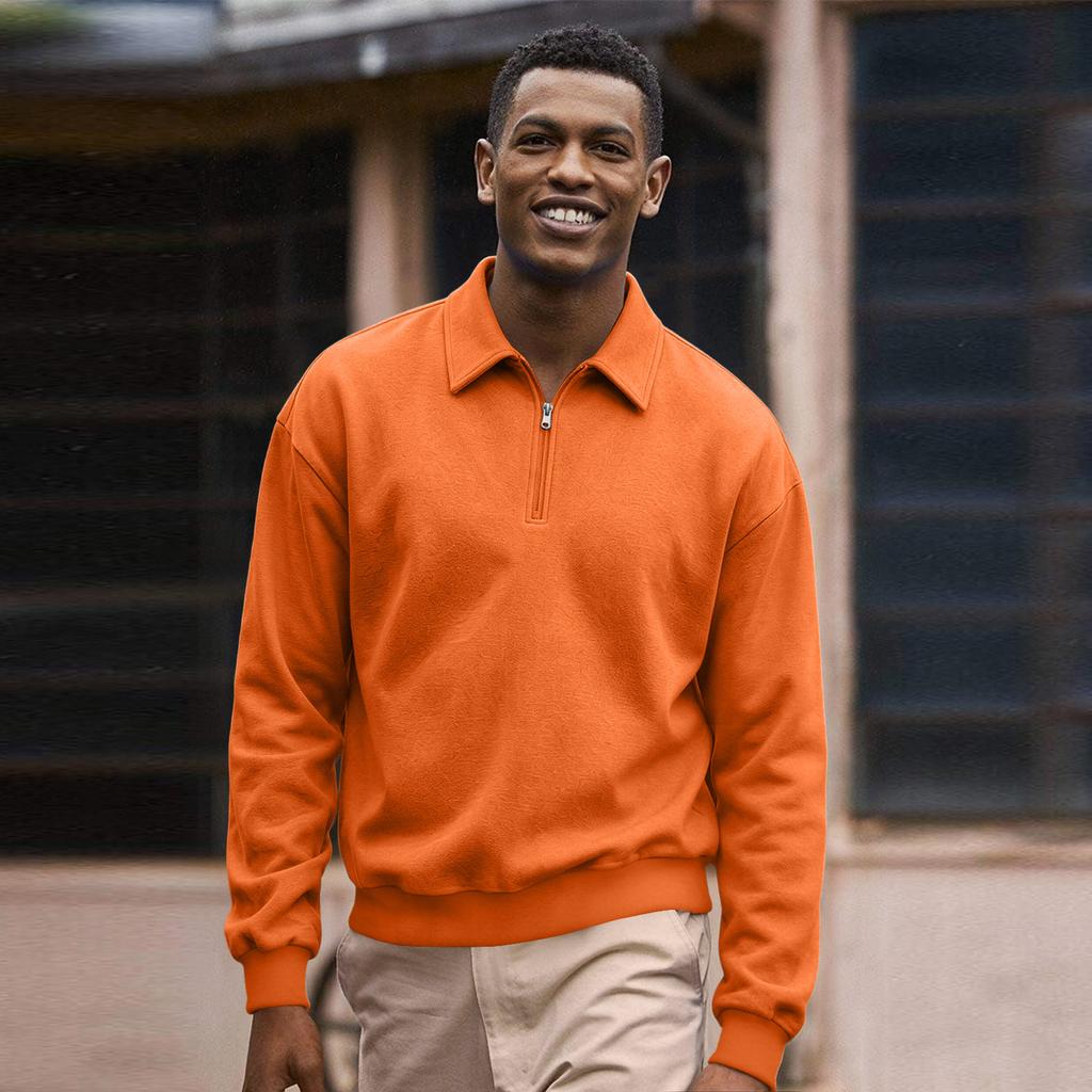 Herren Casual Sweatshirt mit halbem Reißverschluss, Langarm, Sportlicher Pullover