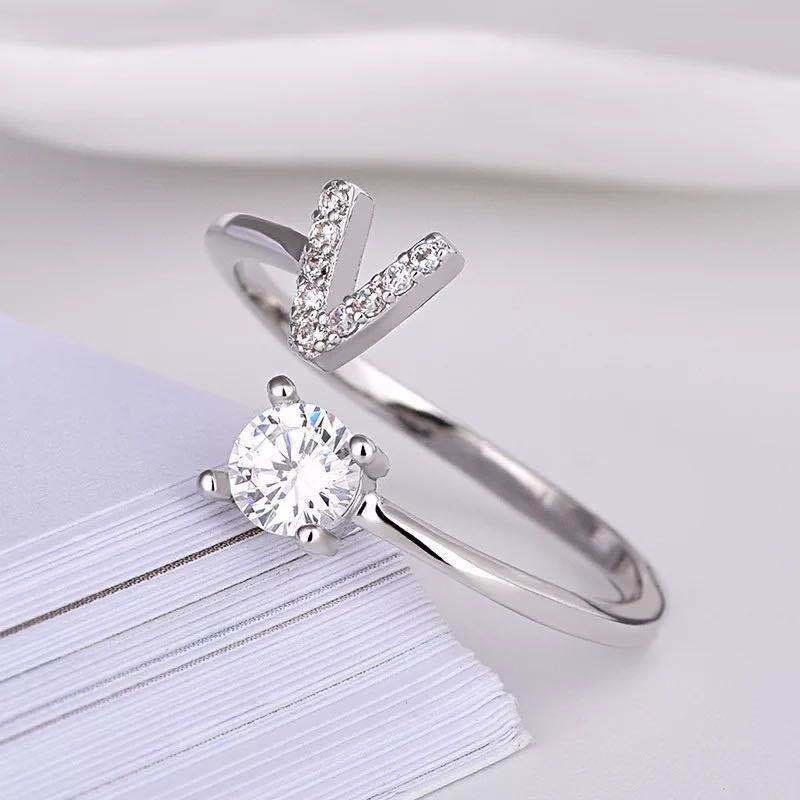 Shining 26 Letters Adjustable Rings Initial A-Z Alphabet Opening Ring For Women Charm Jewelry Gift