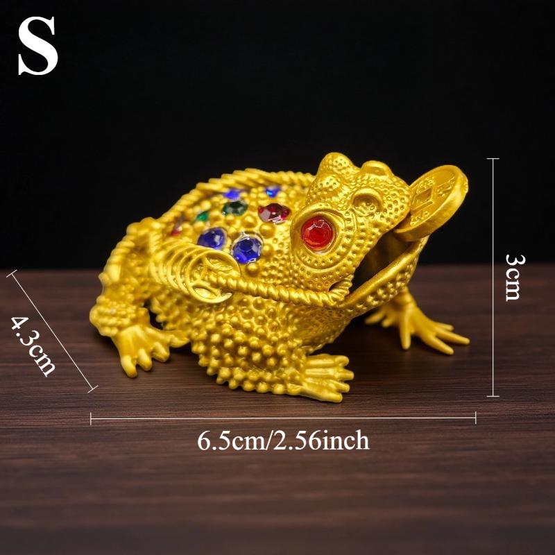 

1pc Alloy Golden Toad Ornament Chinese Style Home Decoration Wealth Attracting Animal Ornaments Office Feng Shui Accessories