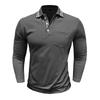 Spring Trend Men's Long Sleeve Casual Polo Shirts Solid Lapel Button Up Pullover Tops Autumn Turn Down Collar Polos