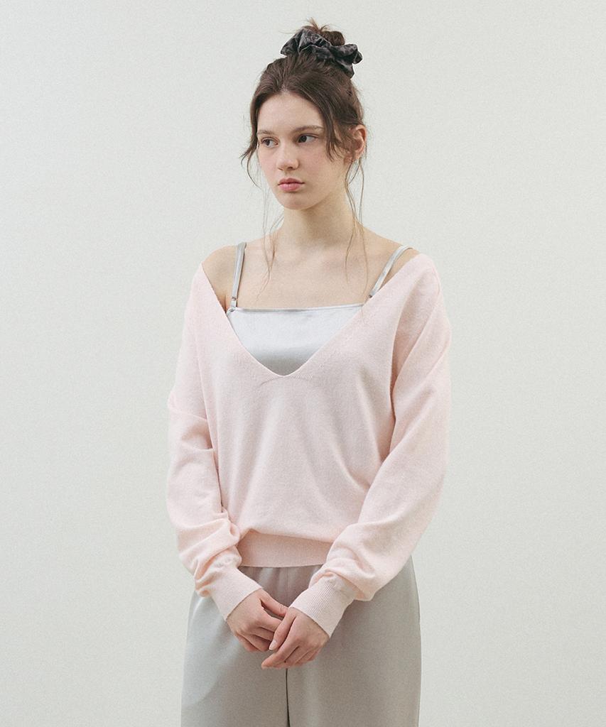 HANE Solid Deep V-Neck Knit 5 Colors