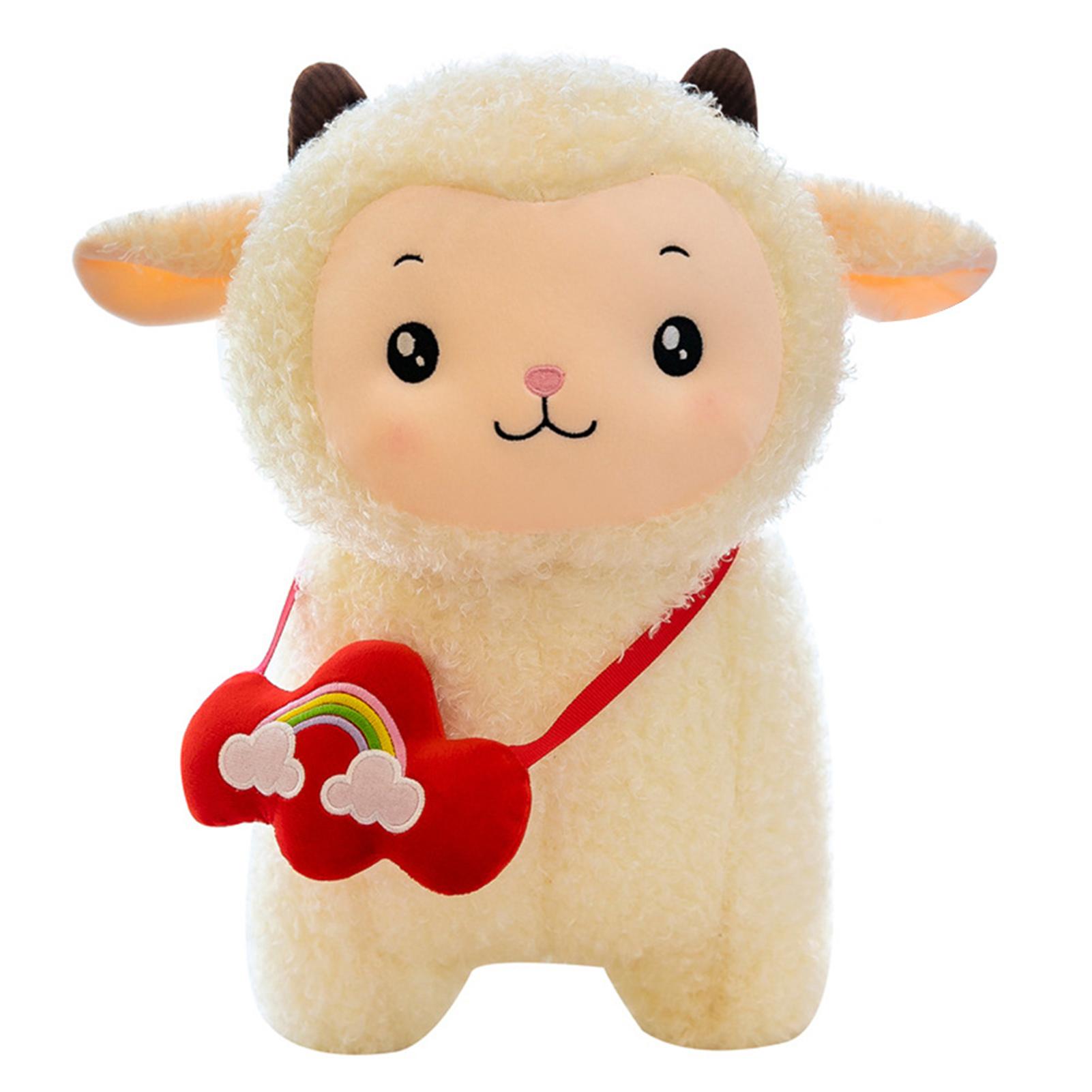

Adorable Sheep With Bag Plush Doll Soft Stuffed Toy Kid Hugging Pillow Gift 30cm білий