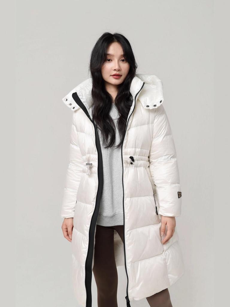 Schwarzgoldene Damen Slimming Lange Daunenjacke - Winter 2025, Kältebeständiger & Warmer Mantel.