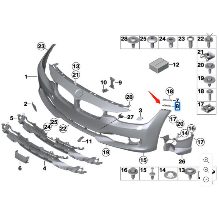 BMW 3 Series F30 Front Bumper Mounting Brackets (Left & Right) 51117279711/12