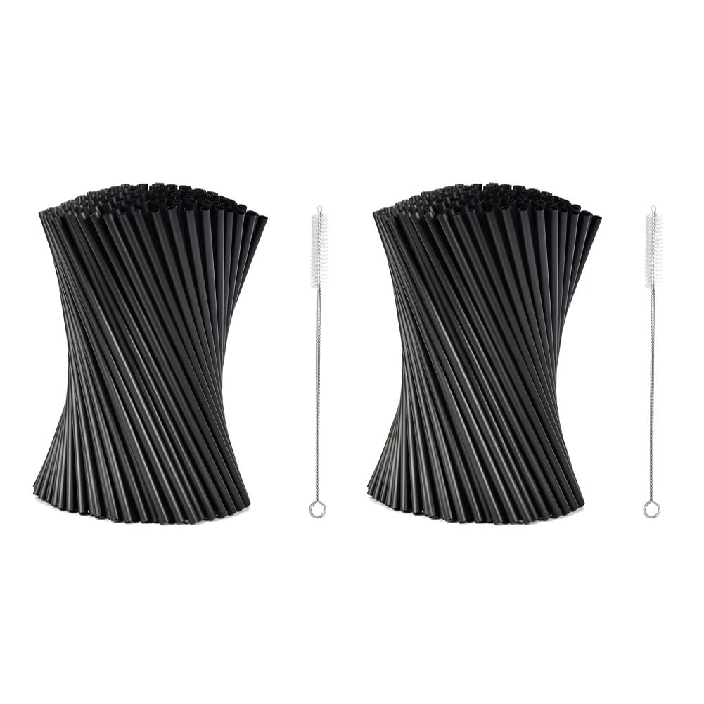 1000-100Pcs Beverage Drink Tube with Straw Brush Flexible Plastic Straw Reusable Milkshake Straws Wedding Party Supplies Straw