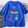 Fih Anruf Erinnern Nachricht Ablehnen Annehmen Anruf Fisch T-Shirts Lustiger Fisch unisex Outfit T-Shirt Unisex Unisex Baumwolle Lässige T-Shirts