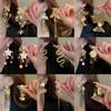 Gold-Plated Silver Needle Hollow Flower Tassel Earrings - European & American Niche Design
