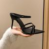 Temperament Slim Slippers Summer New Pointed Open Toe Cross Thin Strap Set Foot Anti-slip Wear-resistant High Heels