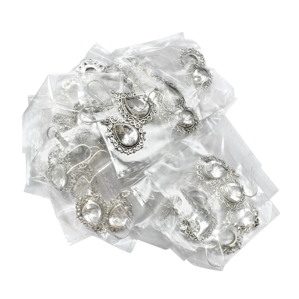 Natürliche weiße Topas-Edelstein-Ohrringe, 925 Sterling Silber, Tropfen-Unendlichkeits-Design, Ohrhänger, handgefertigter Schmuck, Geschenk zu Ostern