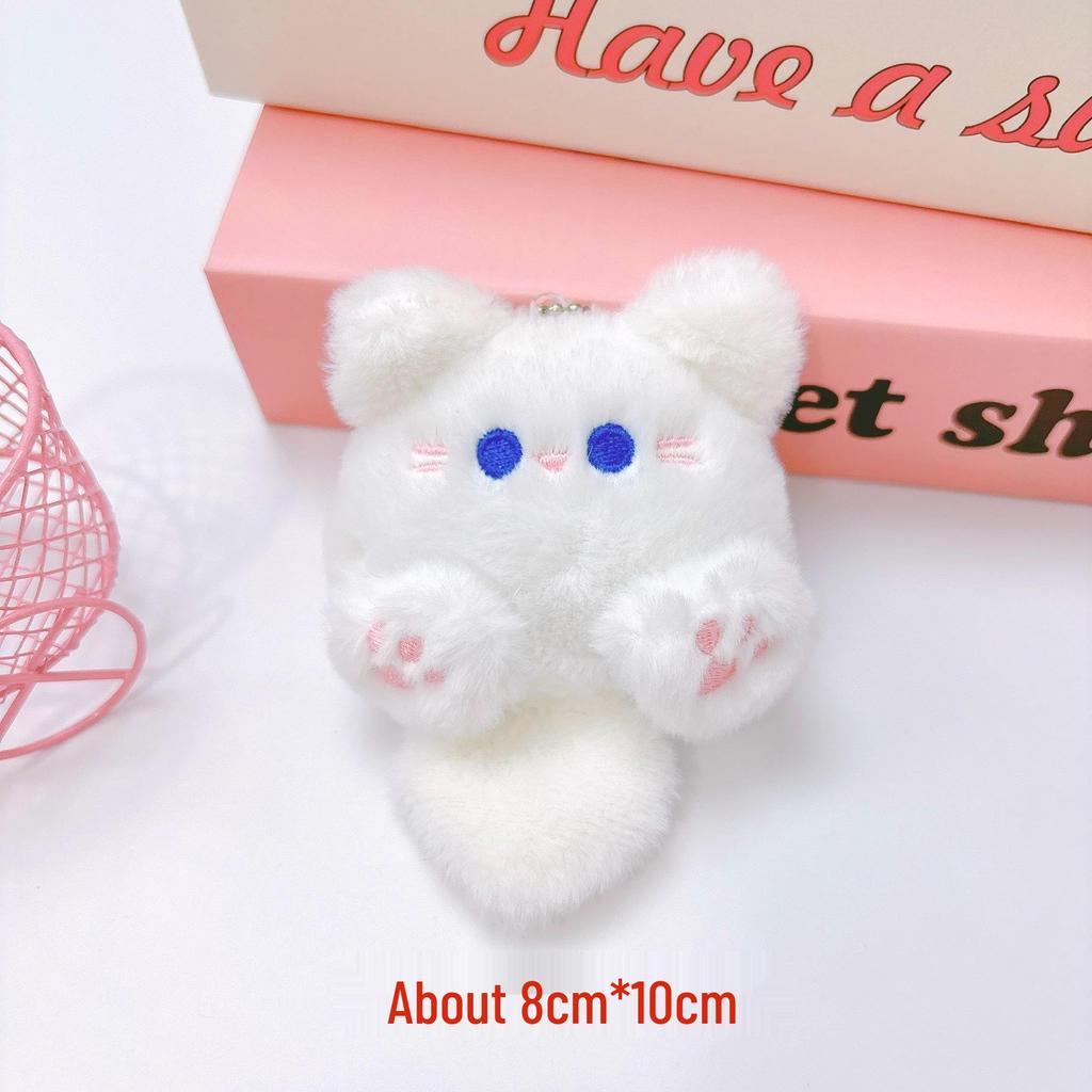 Squeaky Cat Plush Keychain Brooch: Cute Cartoon Doll Accessory