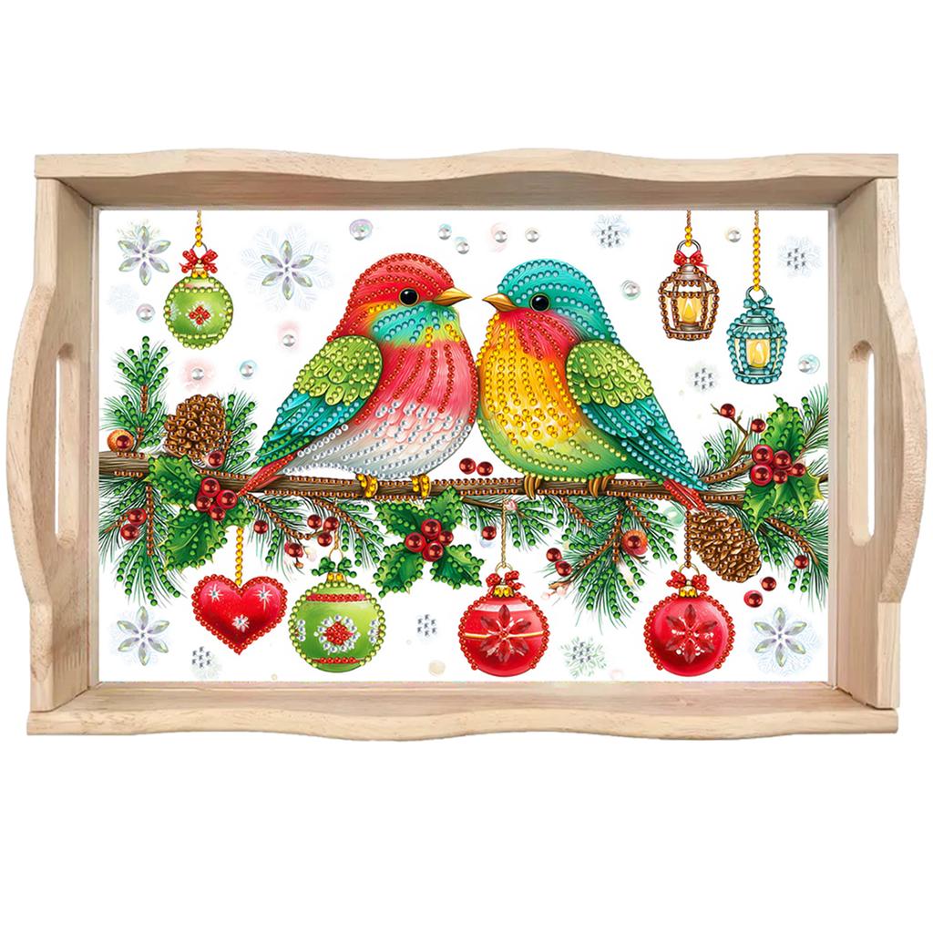 Food & Natural Diamond Painting Dining Plate with Handles Diamond Painting Dinner Plate Tray 30x20cm Home Decoration Gift
