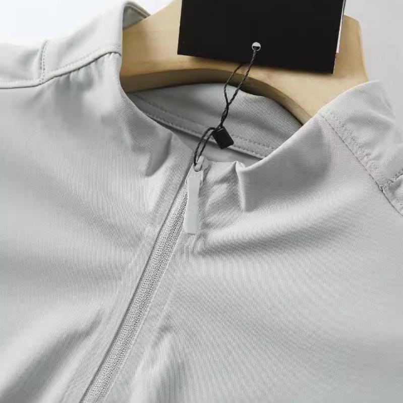 Men's High-Elastic Breathable Long Sleeve Half-Zip Fitness Top for Spring and Autumn
