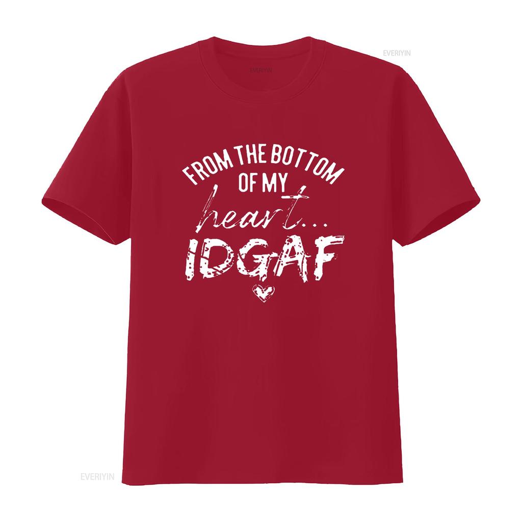 IDGAF T Shirt Women from The Bottom of My Heart Funny Tops Casual with Saying Black L vintage Washed designer clothes