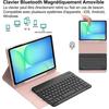 Coque Clavier pour Samsung Galaxy Tab A9 / A11 - Cuir PU Rose avec Clavier + Souris Sans Fil + Stylet