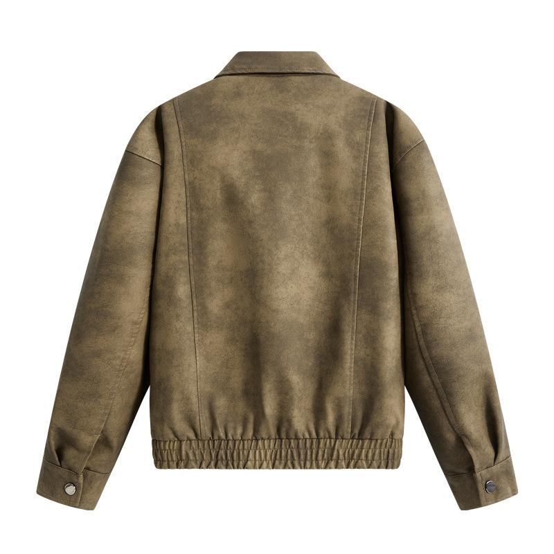 American new retro shoulder-down men's leather jacket daily out of the street soft PU fabric couple leather jacket men