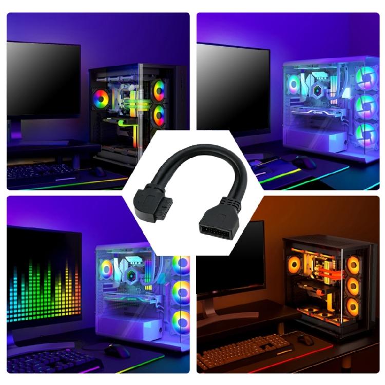 Fast Speed USB3.0 Internal Cable 19Pin 20Pin Right Angled Connector Shielding Flexible PVC For Desktop Motherboards