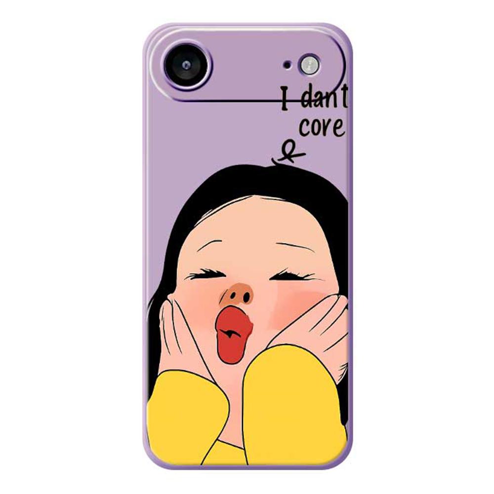 For iPhone 17 Air Case Girl Holding Face Pattern Printing Straight Edge TPU Phone Back Cover