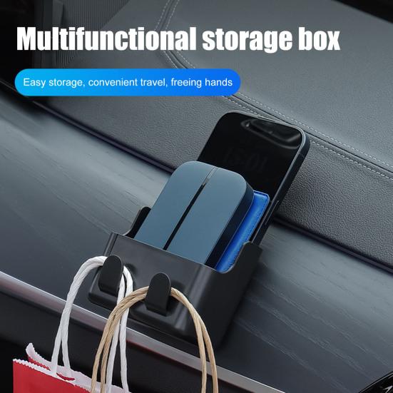 Multi-Function Car Storage Box Self-Adhesive Organizer for Phone Cards Wallet Dashboard Tray for Vehicle Home Office