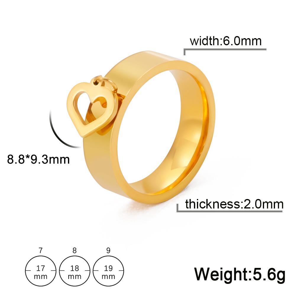 Heart Charm Rings for Women Bohemian Stainless Steel Gold Aesthetic Ring Trend Korean Jewelry Birthday Gift
