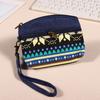 New Printed Fabric Money Bag Double Zipper Ethnic Style Handbag Coin Purse Women Girls