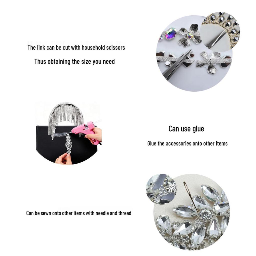Eye-Shaped Rhinestone Floral Glass Embellishments for DIY Wedding Dress Decor