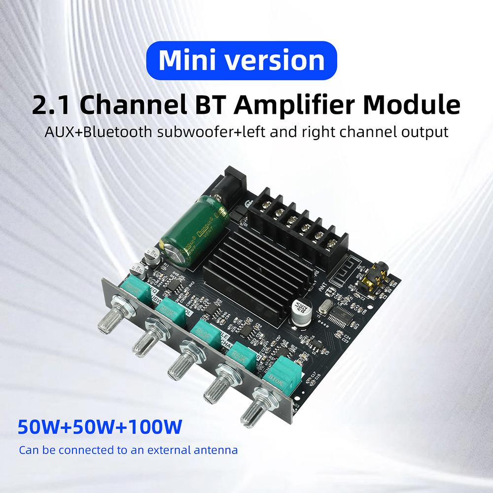 ZK-MT21 2.1 Channel Bluetooth 5.0  Subwoofer Amplifier Board 100W+50W+50W Power Audio Stereo Amplifier Board Bass AMP AUX