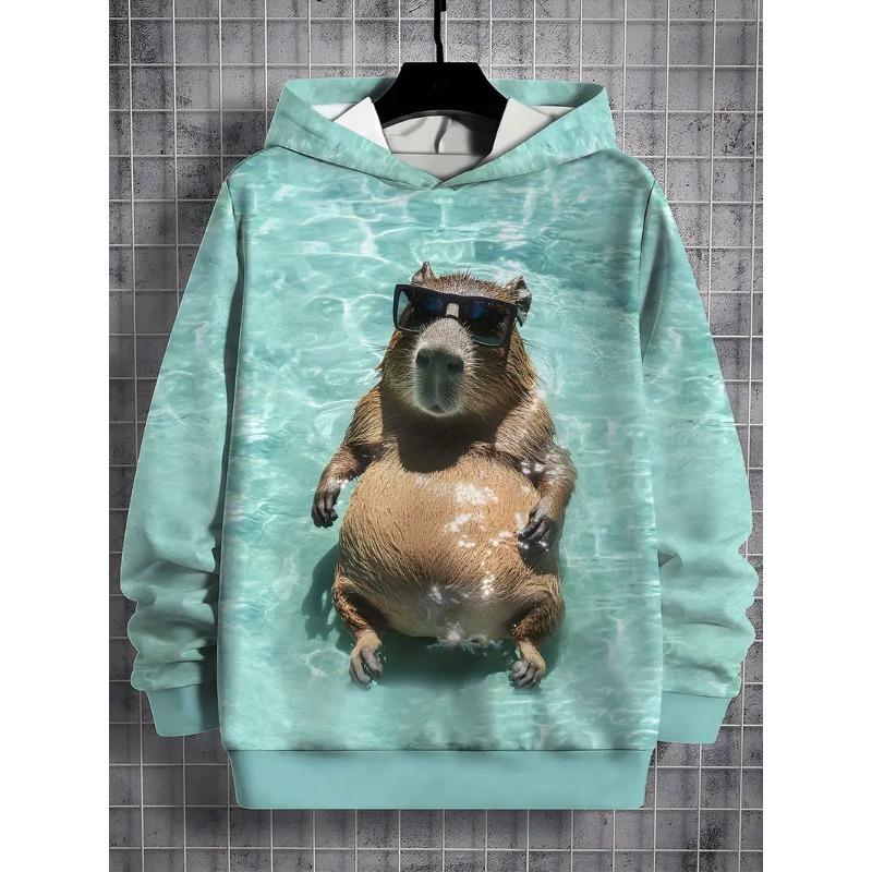 Cute Capybara 3D Print All Seasons Men Hoodies Women Casual Sweatshirt Cool Pullover Tops Unisex Cartoon Clothes Unisex Hoodies