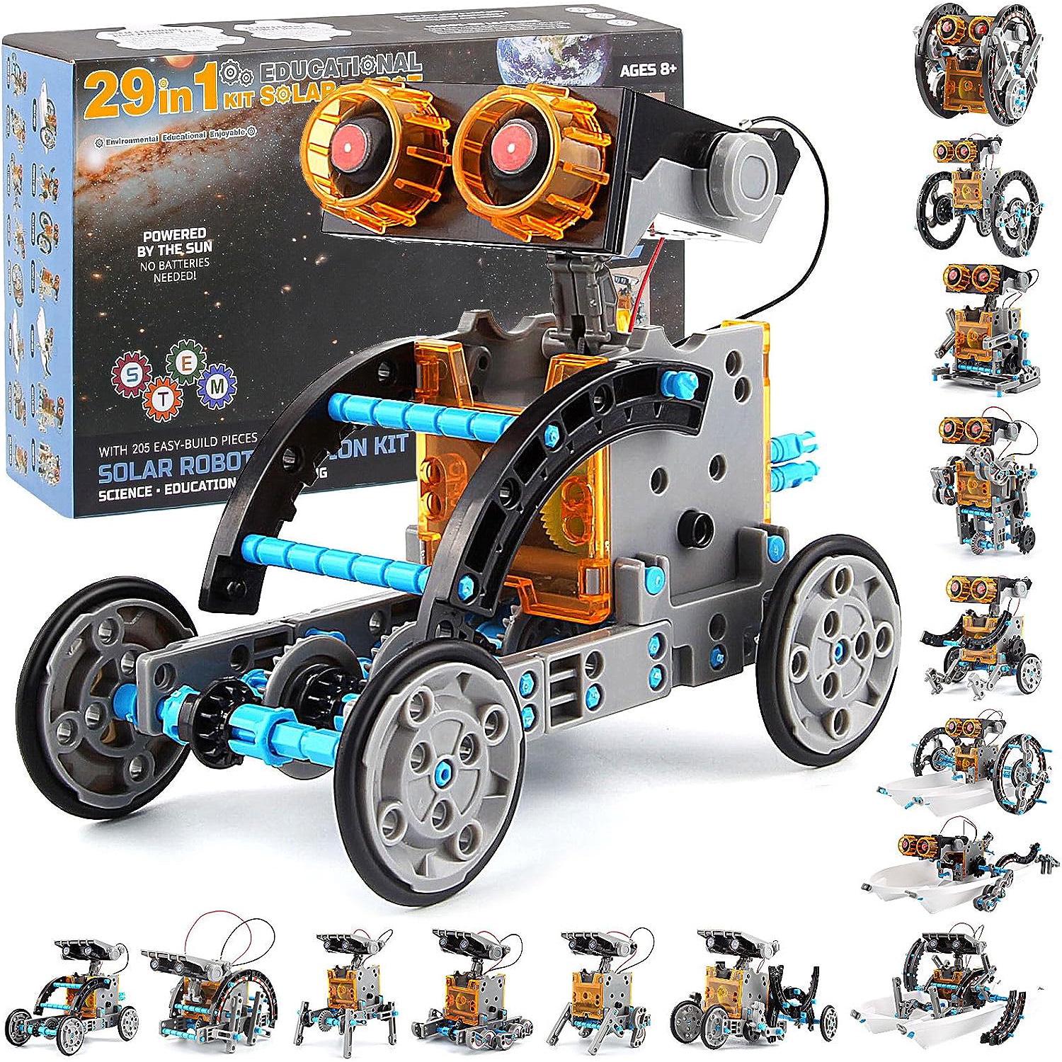 

2024 DIY 29-in-1 Solar-Powered Self-Assembling Toy Car & Intelligent Robot Kit серый