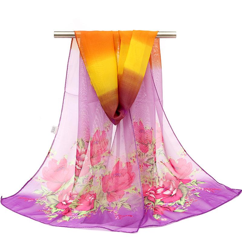 Lightweight Chiffon Scarf: Spring/Summer Print, Beach Towel & Sunscreen Shawl for Ladies