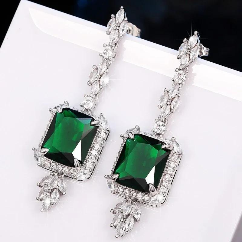 Shiny Zircon Wedding Hanging Earrings with High Grade Temperament Geometric Cubic Zirconia  Quality Women's Luxury Jewelry