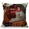 Euro Vintage Oil Painting Sofa Decoration Pillow Case Old Society Story Pattern Cotton Linen Square Cushion Cover Almofadas