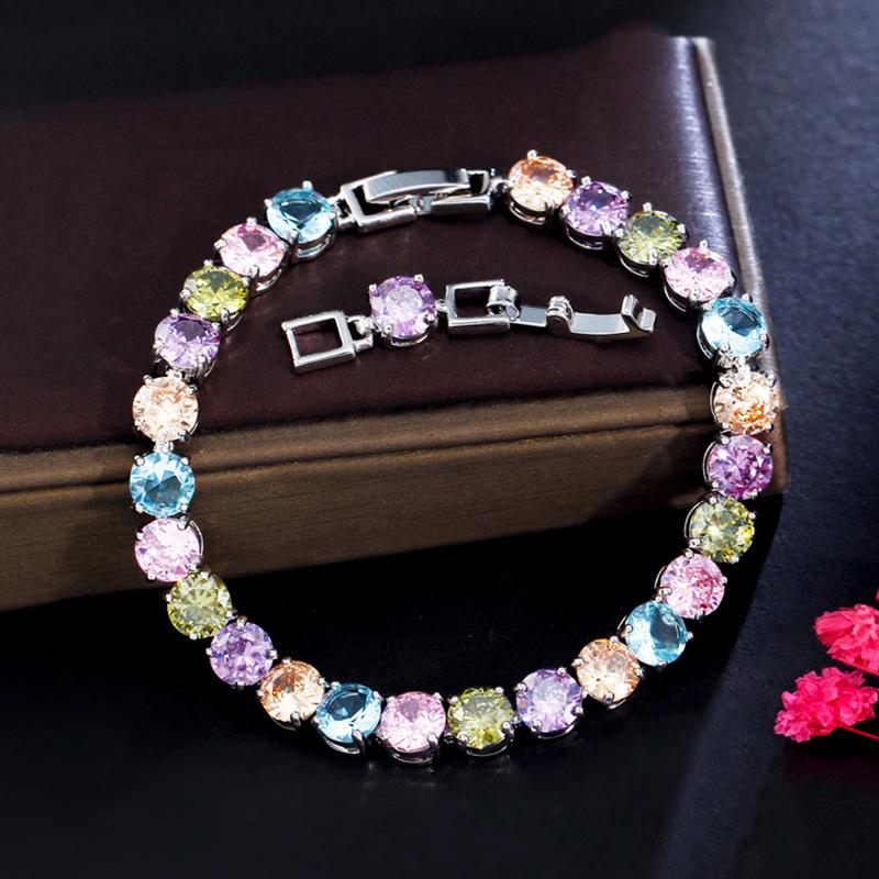 Trend Crystal Ice Flower Bracelet Women'S Gift Rainbow Zircon Jewelry Jewelry Direct Supply