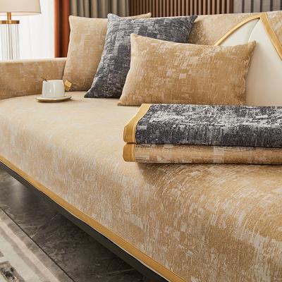 Luxe Leer Universele Bankhoes Antislip Gouden Rand Zitkussenhoes Bankhoes Bankhanddoek Modern Eenvoudige Bankbescherming