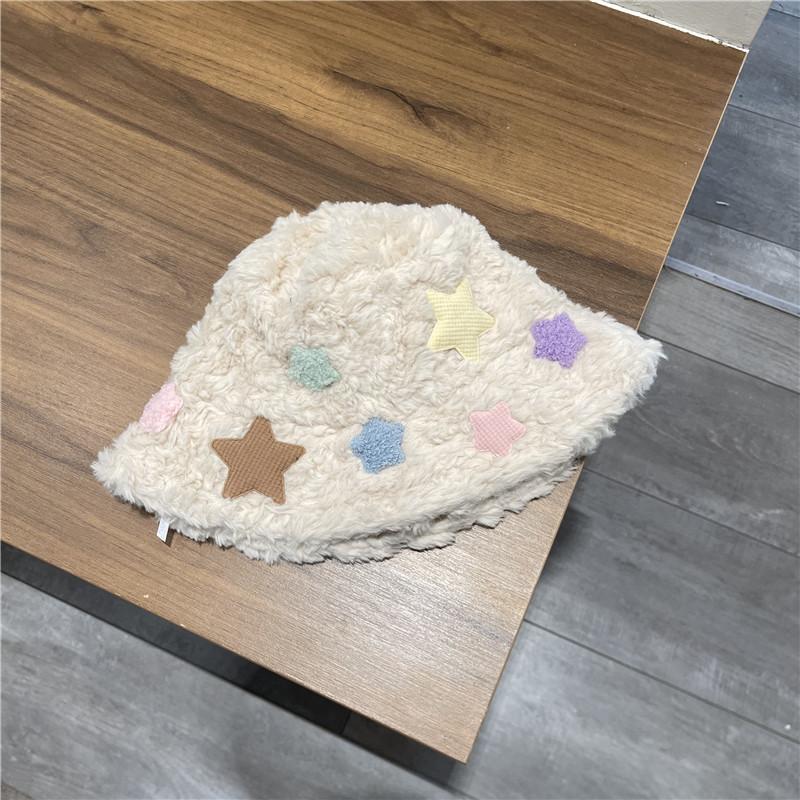 Stars Fisherman Fluffy Hat Autumn And Winter Sweet And Lovely Lamb Wool Warm Hat