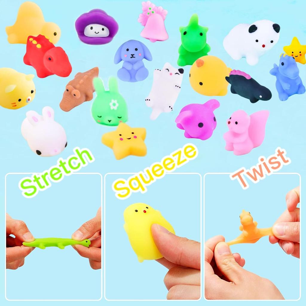 100Pcs Mochi Squishy Toy Individually Wrapped Squishy Toys for Kids Party Favors, Kawaii Squishies Animals Stress Relief Toy for Boys Girls Birthday