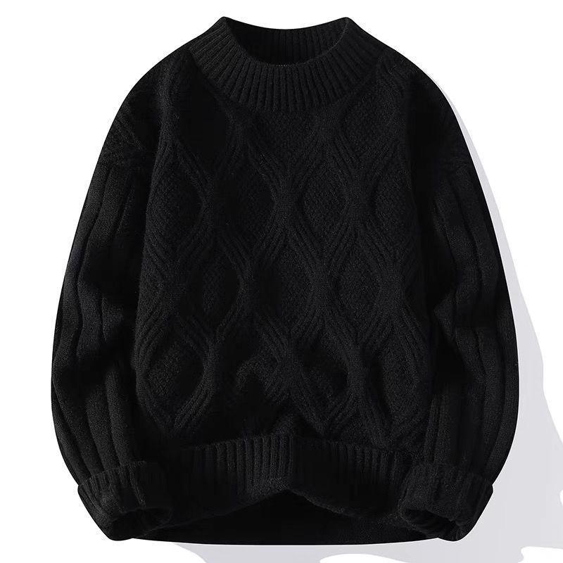 Men's Teen Fleece-Lined Winter Crew Neck Sweater - Warm, Thick, Trendy Knit