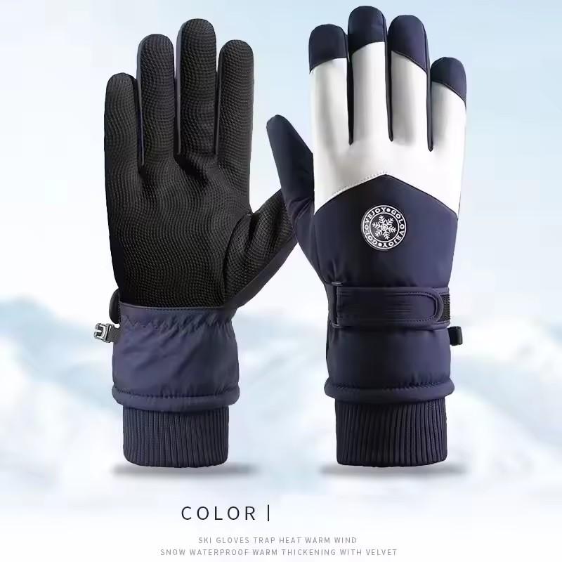Winter Warm Waterproof Skiing Gloves for Unisex Touch Screen Wrist Adjustable Thick Gloves Outdoor Cycling Skiing Accessories