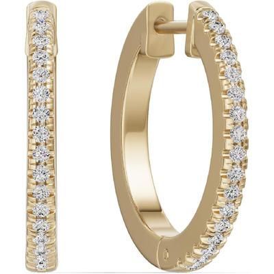 Diamond Classic Round Huggie Hoop Earrings In 24K Gold Vermeil or Rhodium-Plated Sterling Silver | Minimalist Hoops with Lab Created Diamonds