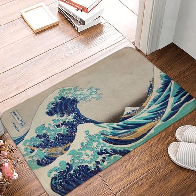 Great Wave Off Kanagawa Vintage Japanese Doormat Anti-Slip Bathroom Kitchen Mat Living Room Door Floor Entrance Carpet Rug
