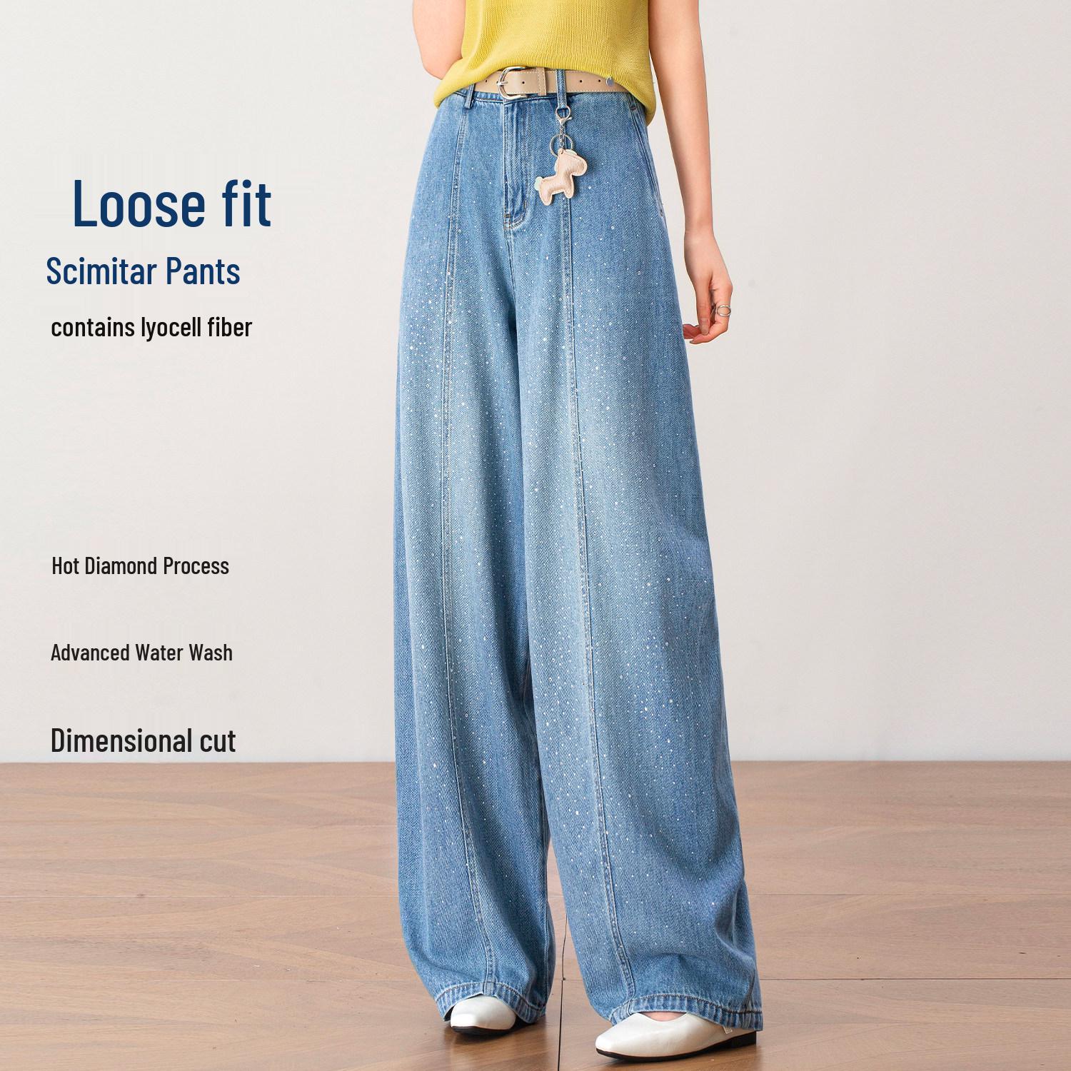 Starry Rhinestone Wide-Leg High-Waisted Jeans - Women s Spring 2026 Collection 32