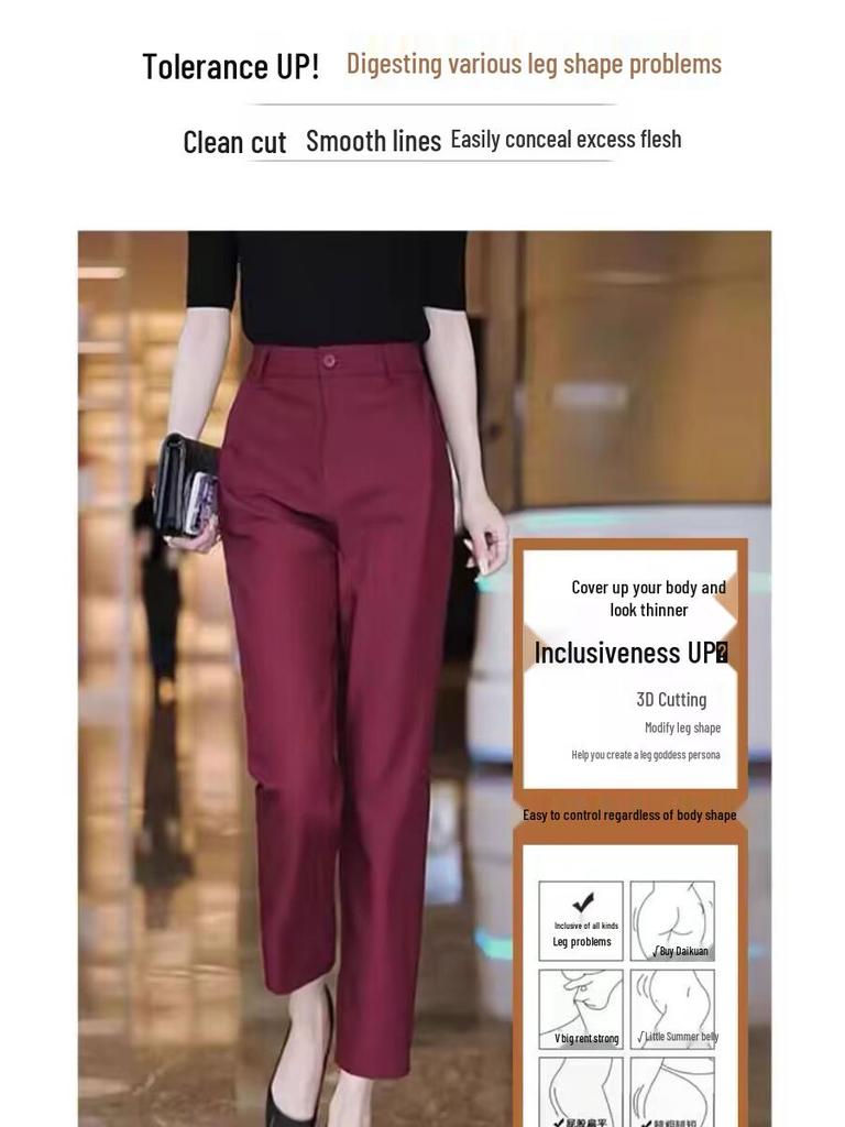 Woodpecker 2025 High Waist Spring/Autumn Straight-Leg Cigarette Pants for Women