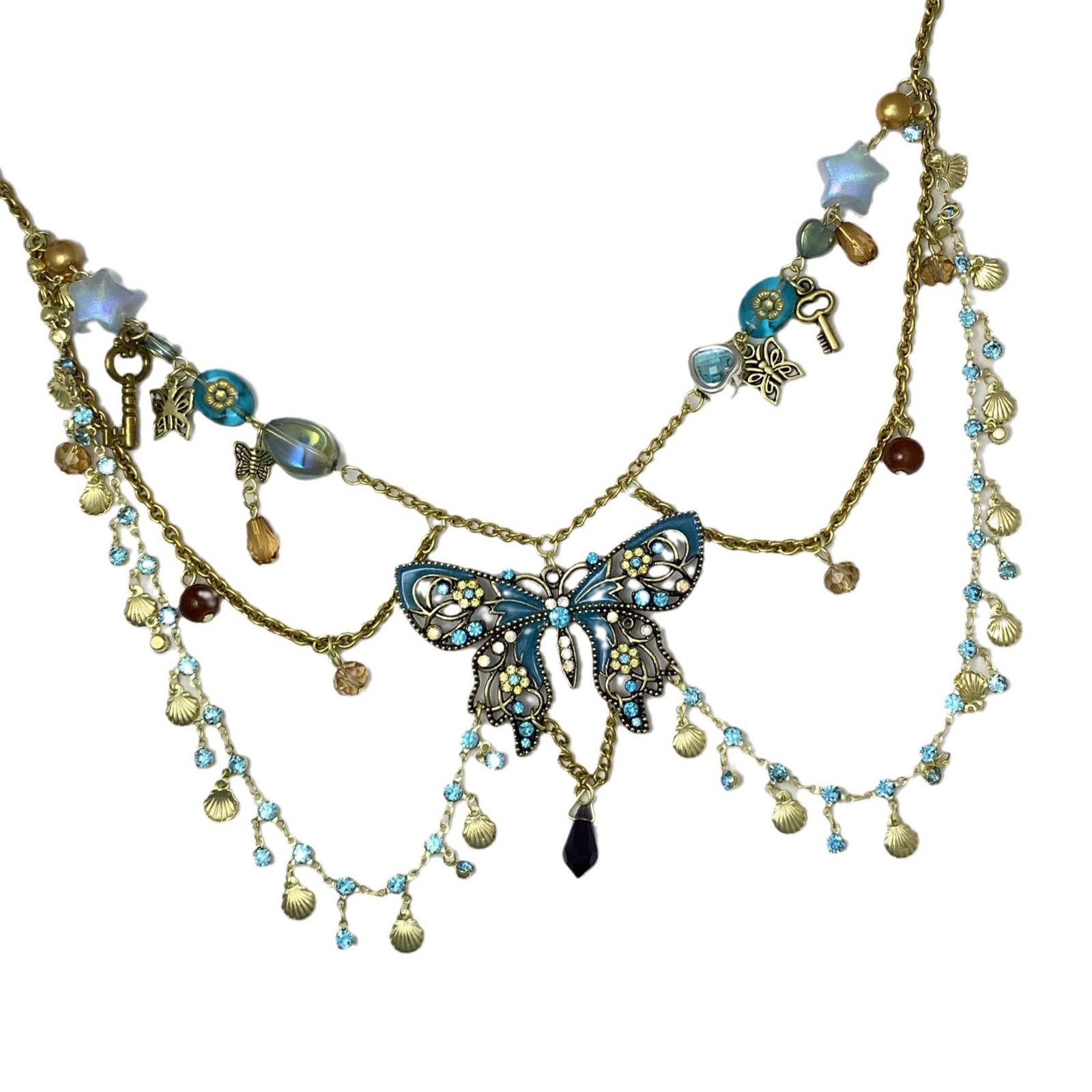 

Shimmering Rhinestones Body Chain Butterfly Pendant Decoration Alloy Waist Accessory For Swimwear Club Outfits 1