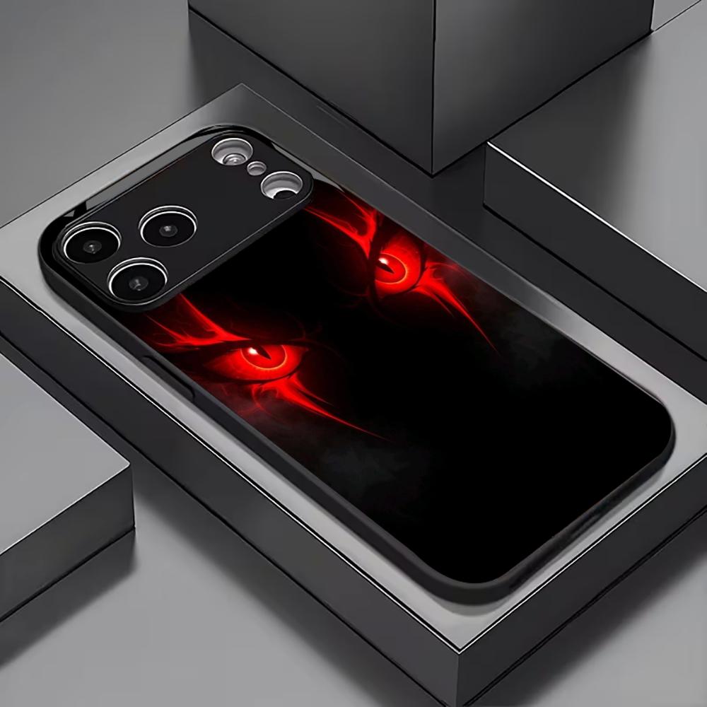 Cool Horror Red Demon Eyes fashion phone cases phone case fundas Glass Phone Case for iPhone 17 16 15 14 13 12pm Pro Plus